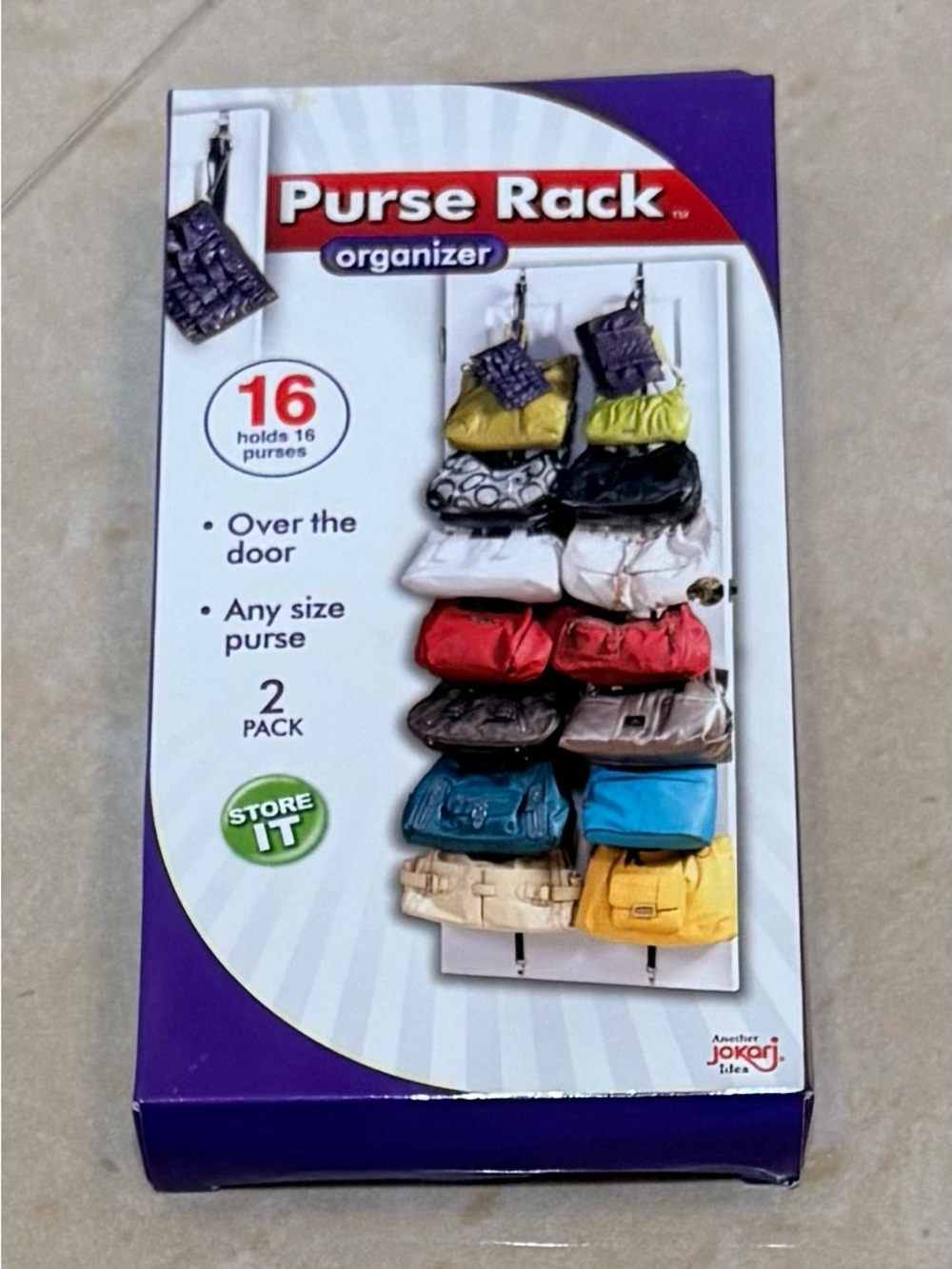 Jokari  Organizer Over-the-Door Hanging Purse Storage - Purple Hold 16 purse